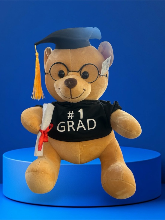 Other - #1 Grad Teddy Bear Plush in Brown with Black Cap and Shirt